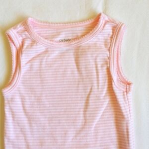 carter's light pink striped sleeveless bodysuit diaper shirt 18 months baby girl